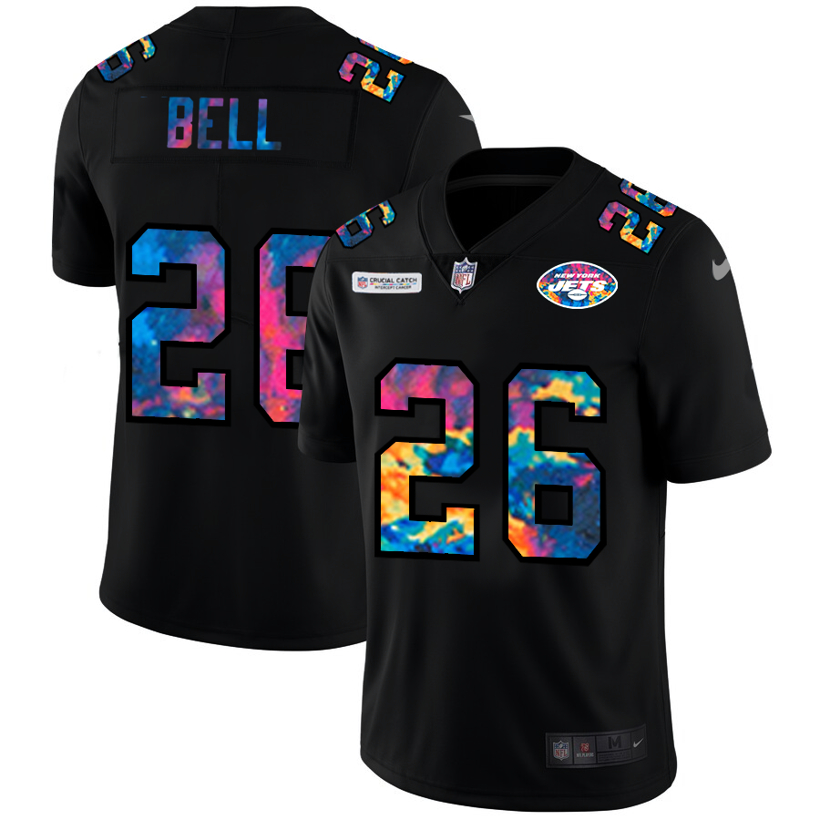 NFL New York Jets #26 LeVeon Bell Men Nike MultiColor Black 2020 Crucial Catch Vapor Untouchable Limited Jersey